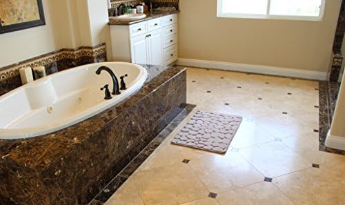 Bath Mat Rug, Pebbles Style, Designed By Masada Goods, 20-Inch by 31-Inch (Grey)