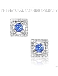 0.45ct. Natural Untreated Blue Sapphire Earrings with 40 pave diamonds 0.35ct. total.