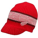 Reebok Detroit Red Wings Men's Striped Visor Beanie - Red