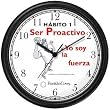 Habit 1 - Be Proactive (Spanish Text) - Wall Clock from THE 7 HABITS - CLOCK COLLECTION by WatchBuddy Timepieces (Hunter Green Frame)
