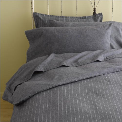 Deluxe Organic Flannel Charcoal Pinstripe Duvet (F/Q)