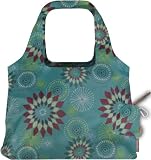 ChicoBag Vita Solstice Collection Design By Humans Reusable Shopping/Tote Grocery Bag, Aqua Dandelion