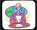 Decorated Mouse Pad with anchorwoman, newscaster, broadcaster, globe, reporter, television, tv, earth