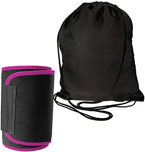 Waist Trimmer for Men &amp; Women - Weight Loss Wrap - Lower Back &amp; Lumbar Support - Workout Sauna Suit Stomach Fat Burner - Maternity Support Belt - Pink with Workout Drawstring Backpack