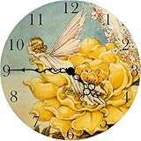 Vintage Artwork - Yellow Flower Fairy Wall Clock
