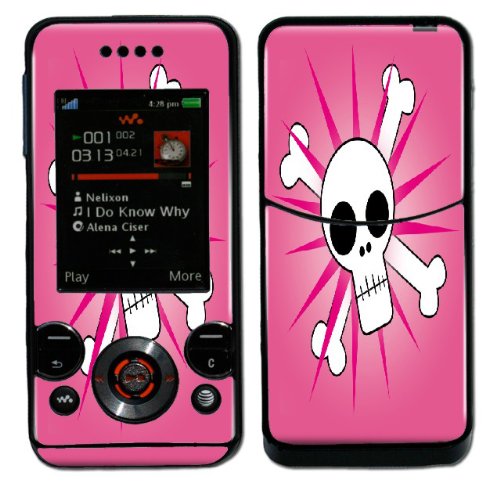 Pink Skull Design Decal Protective Skin Sticker for Sony Ericsson W580i