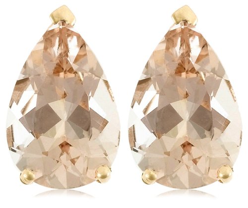 14k Choice of White or Yellow Gold 9x6mm Morganite Pear Cut Stud Earrings