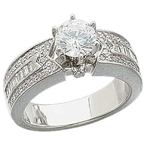 14K White Gold Ladies Engagement Ring (Center stone is not included)