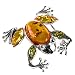 Certified Genuine Multicolor Amber and Sterling Silver Frog Pin