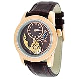 Adee Kaye #AK8025-MRG3 Men's 3-D Layer Sun Moon Partial Skeleton Automatic Watch