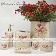 Delicate Red Daisy 7pc Resin Bathroom Set pac in box