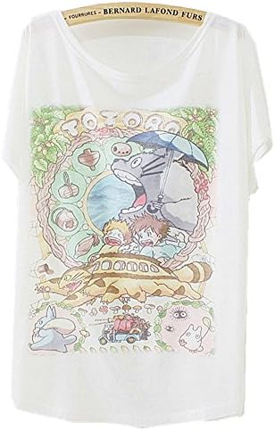 Wind Story Big Size Women Tees Lovely Totoro Print Women Bat Sleeve T-Shirts Tops