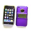 Apple iPhone 3G & 3GS Silver & Purple Rubberized Protector Case with Built-in Kickstand and Porthole Window