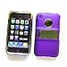 Apple iPhone 3G & 3GS Silver & Purple Rubberized Protector Case with Built-in Kickstand and Porthole Window