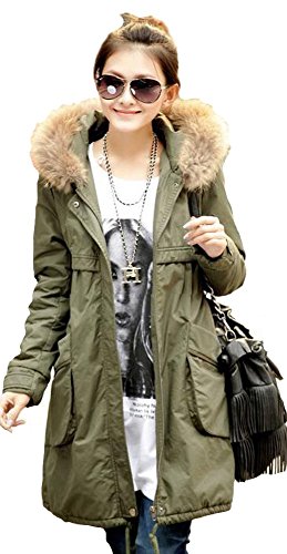 レディ―ス (3色選択)  ファー付　モッズコート　オリジナルBAGセット#804 グリーン ブラック オレンジ 緑 黒 ミリタリー ジャケット コート ブルゾン モッズ MODS コート ミリタリーコート ミリタリージャケット JKT