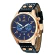 Adee Kaye AK7234-M Men's Rose Gold Classic Retro Chronograph Watch Leather Band
