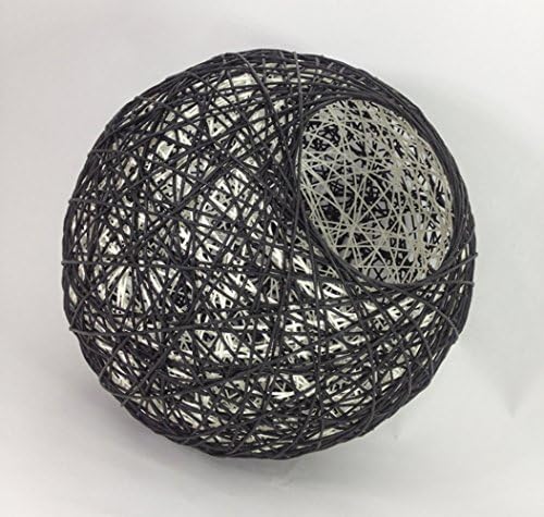 PetrelKing Black Handmade Rope Ceiling Light Woven Chandelier Ball Pendant Lamps for Hall Dinning Room Living Room(14 Inches)