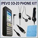 IPEVO S0-20 Wi-Fi Phone for Skype with Accessories, Includes Charging Cradle, Handsfree Earphone with Mic and On/off Button, Wall Charger, Car Charger, USB Charger and DBROTH Microfiber Cleaning Cloth