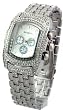 Geneva Elite Men's Iced Out Ultra Lupah Watch with Moving Stones Model 2547 Sil