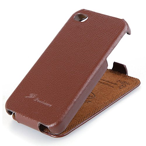 Docooler® Fashion Luxury Flip Genuine Leather Slim Case Cover for iPhone 4 4S Brown