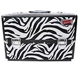 Beautify-Professional Large Zebra Print Aluminium 8 compartment Beauty Box Cosmetics & Make Up Case