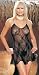 PLUS SIZE ROSE BUD LACE CHEMISES W/ G-STRING, RED