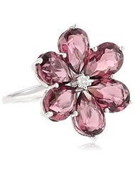 Sterling Silver Amethyst and Clear Crystal Flower Ring