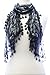 LL Ladies Black Fashion Leaf Lace Scarf with Rain Drop Tassels Nature Inspired