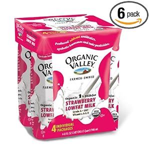 Organic Valley Strawberry 1% 4 Pack Single Serve, 8-Ounce (Pack of 6)