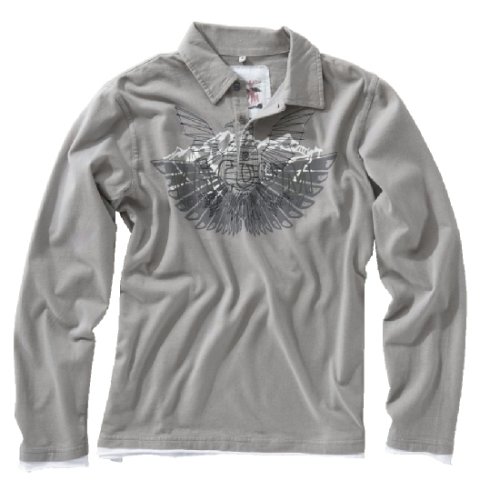 Vacuum Langarmpoloshirt Männer, grau