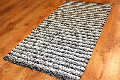 Rag rug / rag rugs - Home (black-white) (135 x 195 cm)