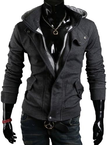 Oceanviewer Men's Fall Winter Slim Fit Hooded Jacket (Dark Gray, M)