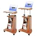 Techni Mobili Mobile Laptop MDF Cart with Storage, Woodgrain, 22W x 16D x 44H
