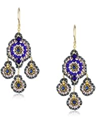 Miguel Ases Blue Quartz and Swarovski 3-Drop Earrings