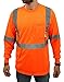XXL / Class 2 Max-dry Moisture Wicking Mesh Long Sleeve Safety T-shirt, Neon Orange
