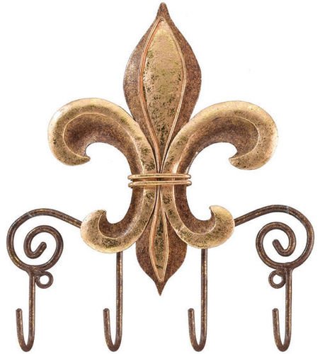 Fleur De Lis Decor Leash Key Rack Metal Hook