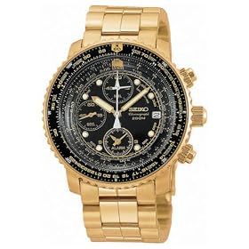 Seiko� Men's Gold - Tone Alarm Chronograph Flight Computer Watch