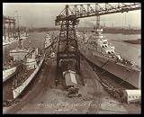 Warships Norfolk Virginia Navy Yard 1940 Photo Gold Wood-Mounted Art Poster Print - 16 X 20