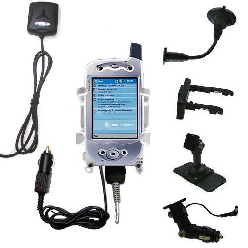 Car / Auto Multi Adapter Mount Holder GPS Navigation Kit for the i-Mate PPC Phone with built in charger - Gomadic Brand