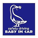 デザイン工房ＳＩＧＮＳ 車ステッカー Baby in car 16 綺麗にはがせる 車 ステッカー アヒル 四つ葉 ネイビー