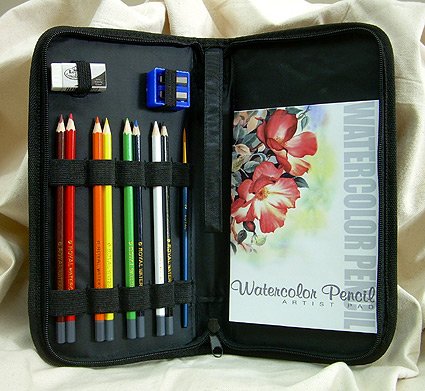 ZIP UP CASE WATERCOLOUR PENCILS SKETCH SET BRUSH & PAD