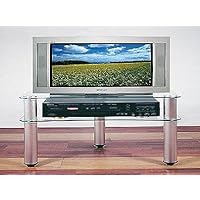 Glass and Aluminum TV Stand - holds up to 24 Plasma/LCD (Glass and Metal) (20H x 24W x 16.15D)