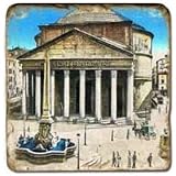 Carrelage en marbre, motif Rome antique C, finition antique, illet pour l'accroche, pieds antidérapants, dimensions: L 20 x l 20 x h 1 cm