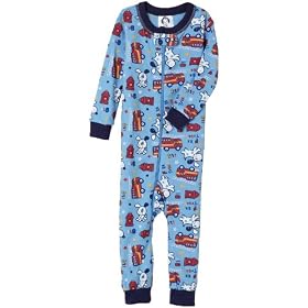 Gerber Fire Dog Cotton PJs Unionsuit, Mid Blue