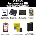Casio Exilim EX-Z1200BK P700 Z1080 P505 Z30 Z1050PK Z1200SR Z57 Z1080PK EX-Z600BE Exclusive Accessory Kit Includes Transcend 8GB Secure Digital High Capacity (SDHC) Card Class + NP-40 Extended Replacement Battery + AC/DC Charger + Card Reader + More