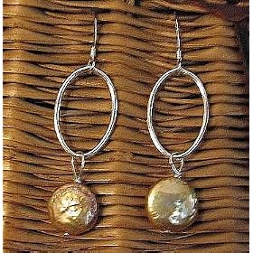 Click here to buy Gold Freshwater Pearl Drop Earrings by Peace Unique.