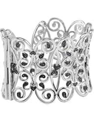 Sterling Silver 3/4 ct tw Black Diamond Cuff Bracelet 7 Inches