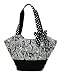 Black & White Paisley Quilted Large Bucket Tote Handbag with Detachable Polka Dot Ribbon