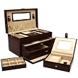 Jewelry Box Genuine Leather Brown Expresso Extra Large With Travel Case