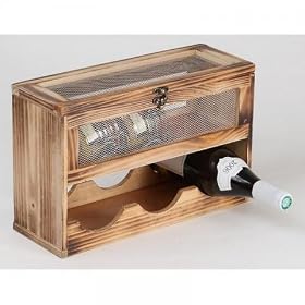 Cave � fromages et compartiment 3 bouteilles en bois naturel NADIA N 36x13x23 cm